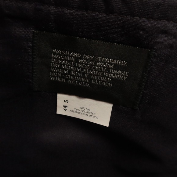 VTG Hopsack Suit‎ L Blue 100% Polyester Jacket Pants Crested Buttons 44S 38x25 - Picture 5 of 16